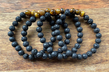 Black Lava Stone + Triple Tiger’s Eye Bead Bracelet