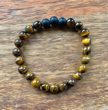 Tiger’s Eye + Triple Black Onyx Bead Bracelet