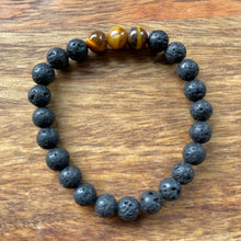 Black Lava Stone + Triple Tiger’s Eye Bead Bracelet