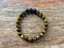 Tiger’s Eye + Triple Black Lava Stone Bead Bracelet
