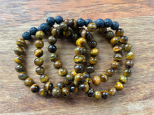 Tiger’s Eye + Triple Black Lava Stone Bead Bracelet