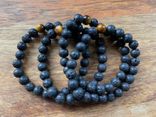 Black Lava Stone + Singular Tiger’s Eye Bead Bracelet