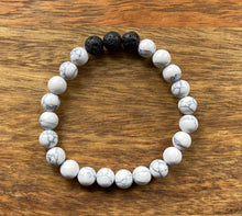Howlite + Triple Black Lava Stone Bead Bracelet