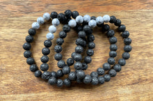 Black Lava Stone + Triple Howlite Bead Bracelet